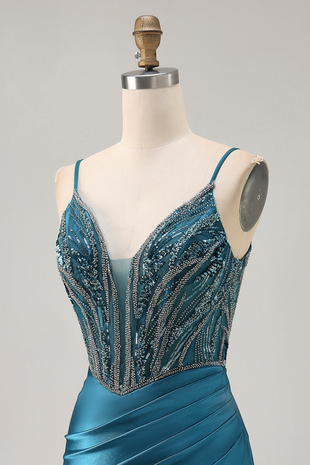 Sparkly Peacock Blue Corset Short Tight Homecoming Dress with Beading