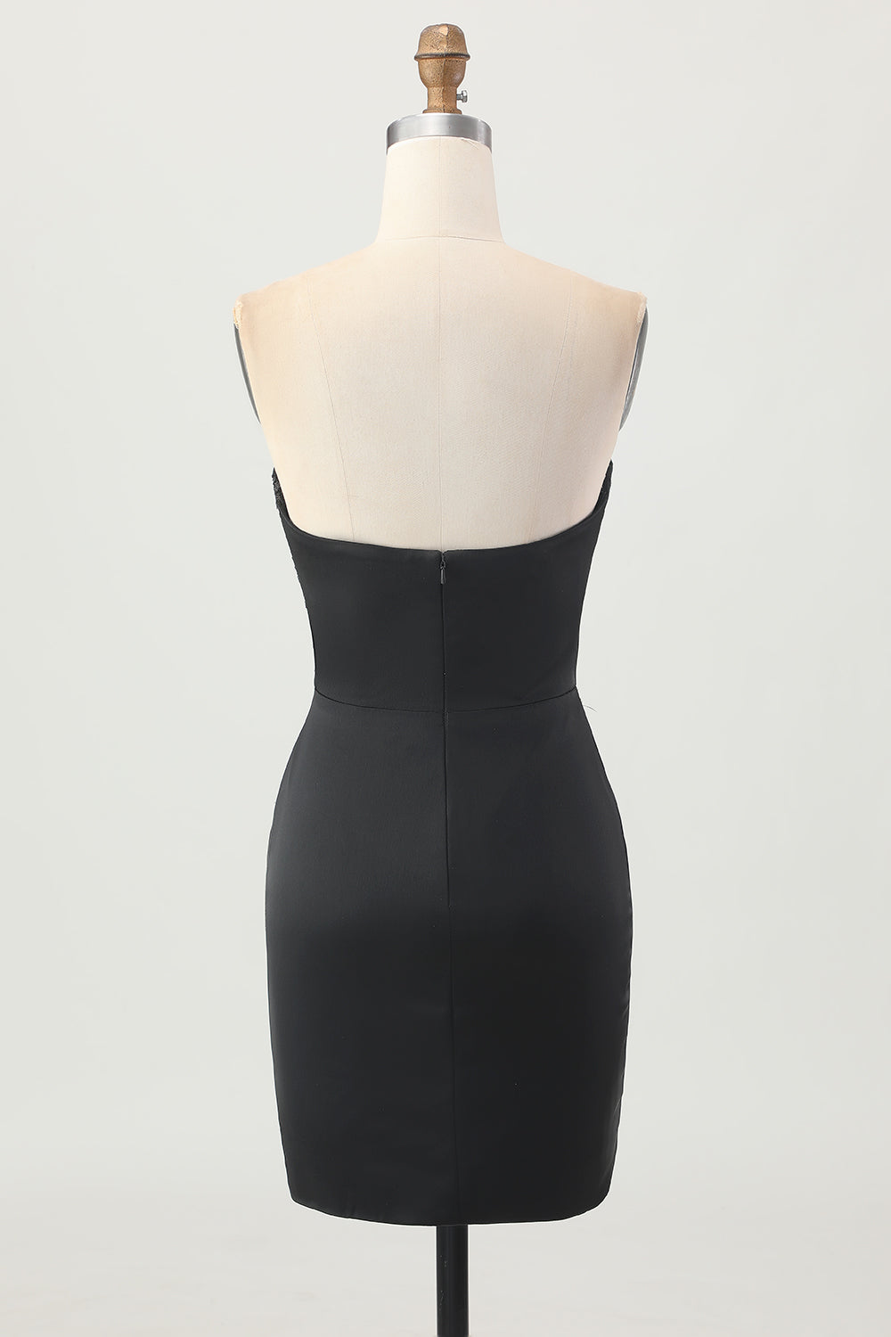 Sparkly Black Corset Strapless Short Tight Homecoming Dress with Sequins