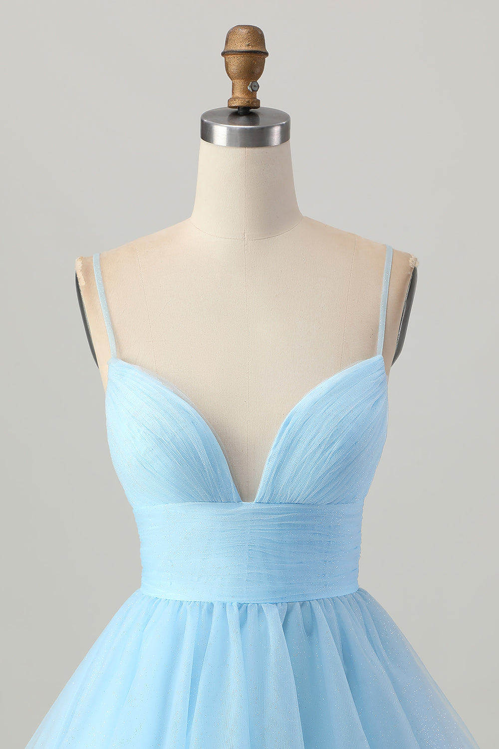 Sky Blue A Line Spaghetti Straps Backless Short Homecoming Dress