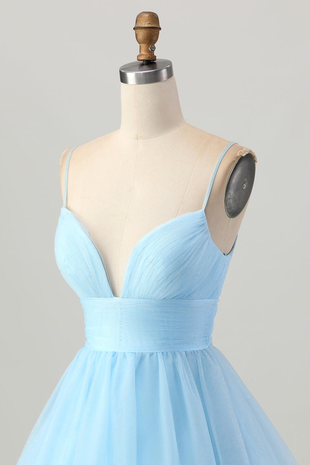 Sky Blue A Line Spaghetti Straps Backless Short Homecoming Dress