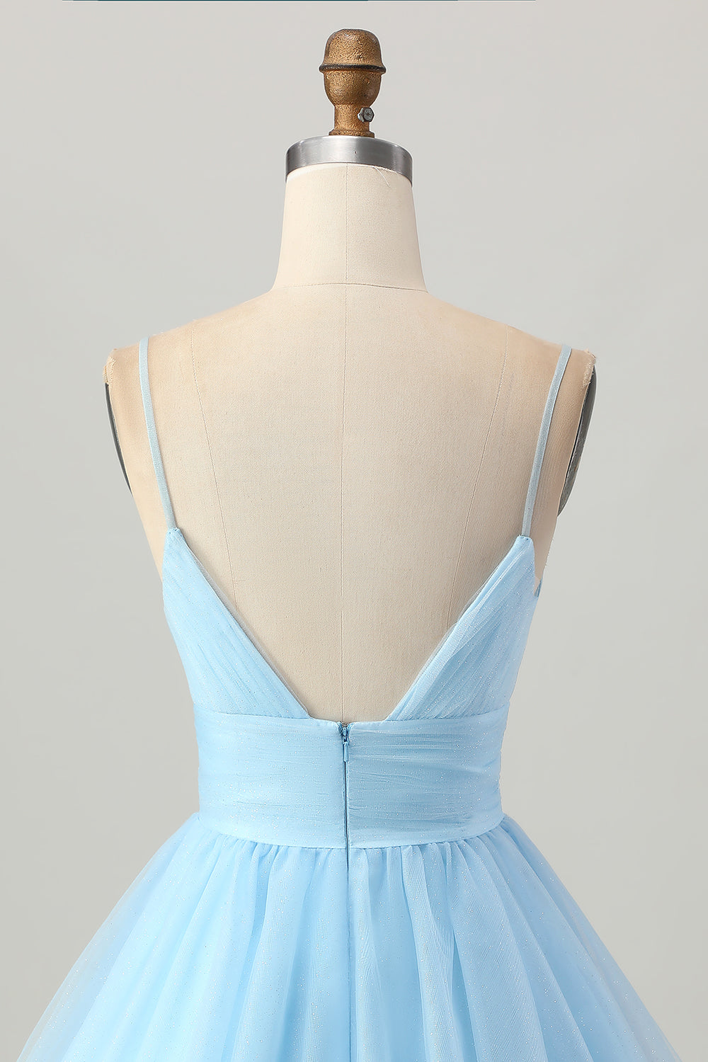 Sky Blue A Line Spaghetti Straps Backless Short Homecoming Dress