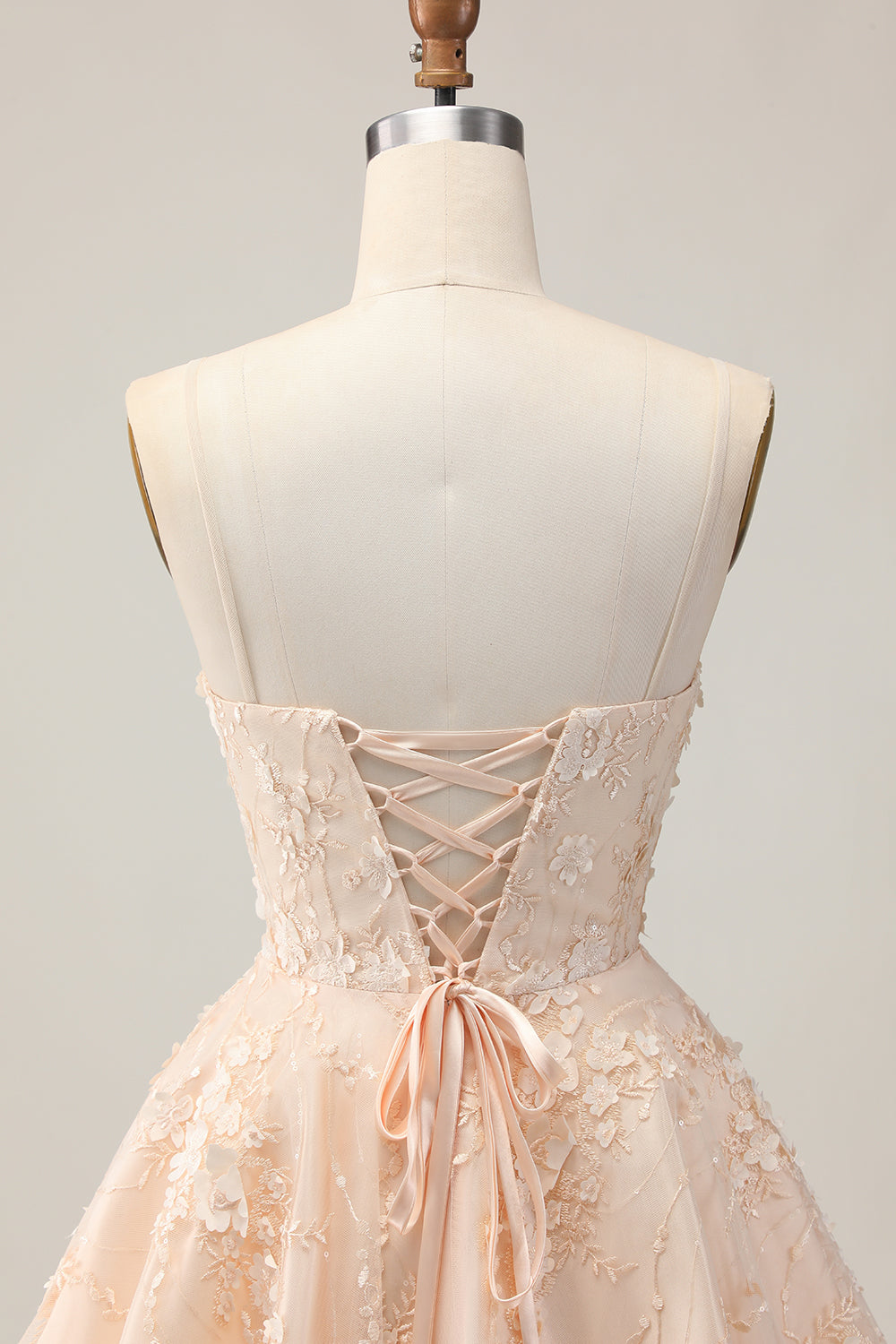 Apricot Floral Spaghetti Straps A Line Short Homecoming Dress