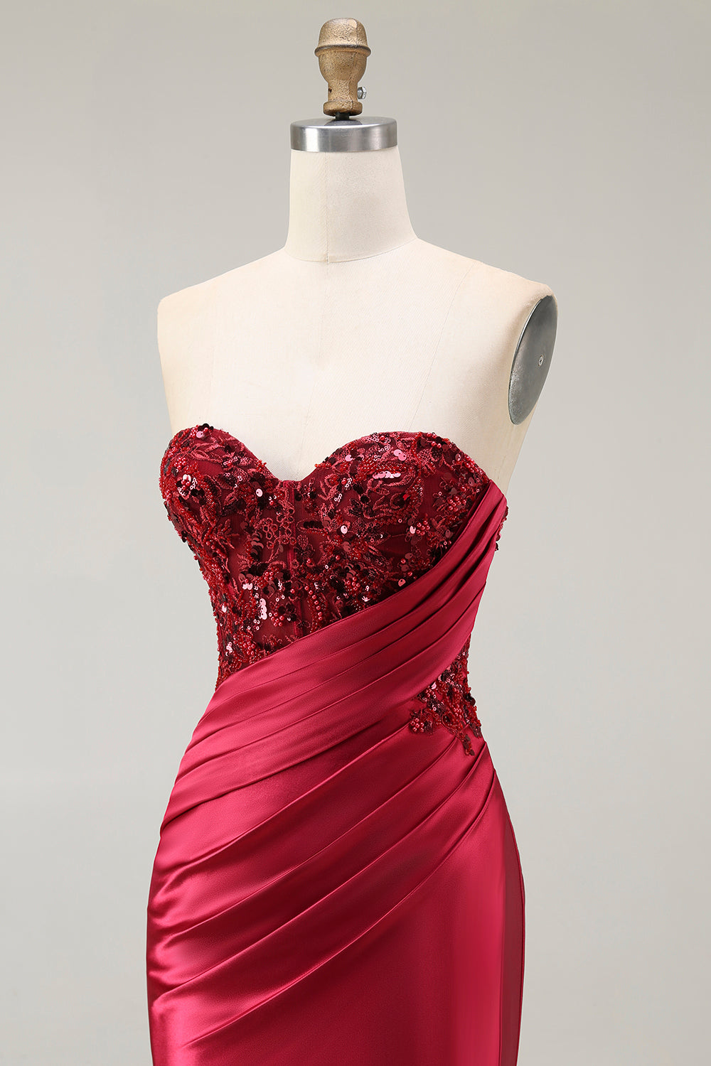 Sparkly Red Sweetheart Long Mermaid Evening Dress with Sequins