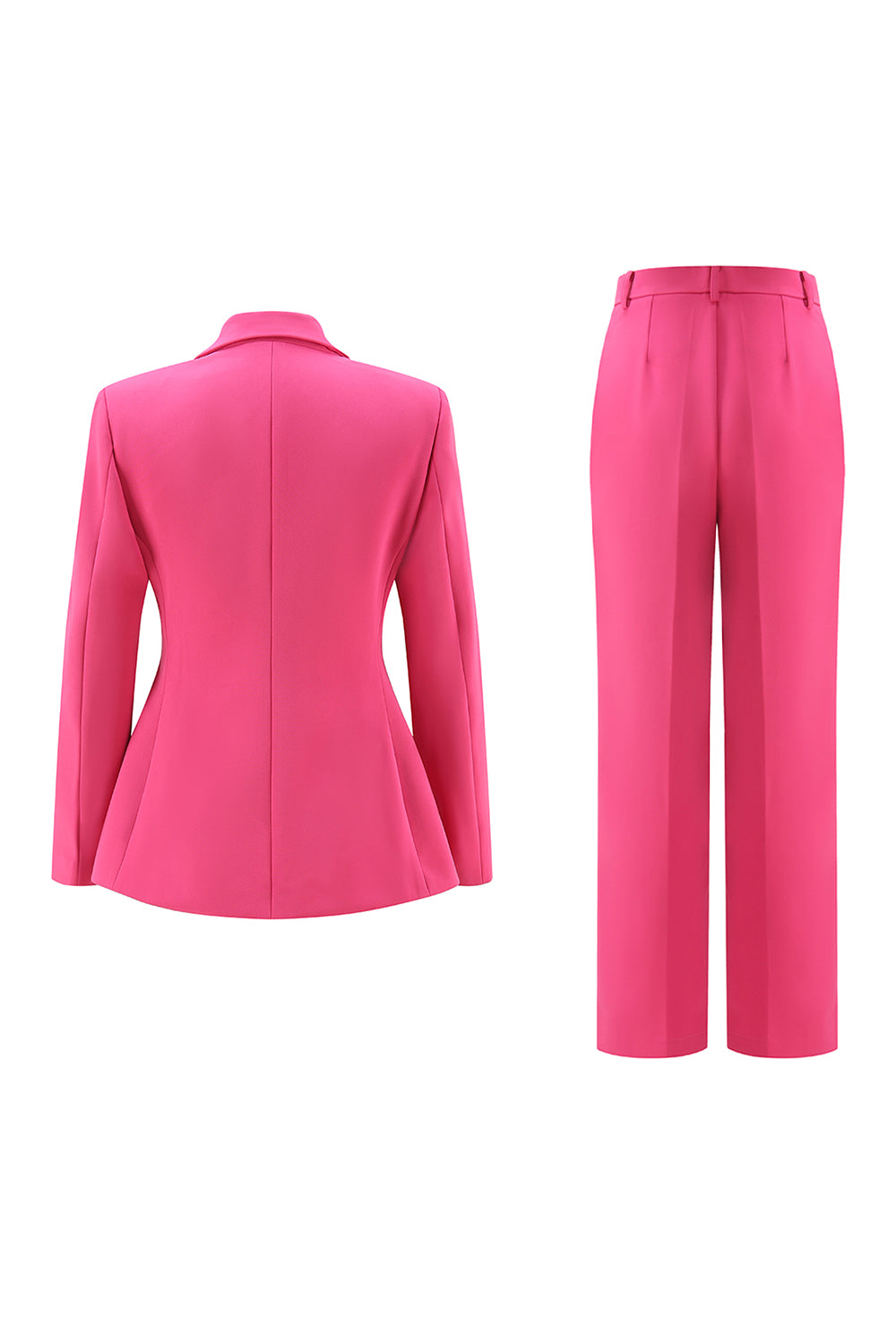 Fuchsia 2 Piece Peak Lapel Double Breasted Women Prom Suits
