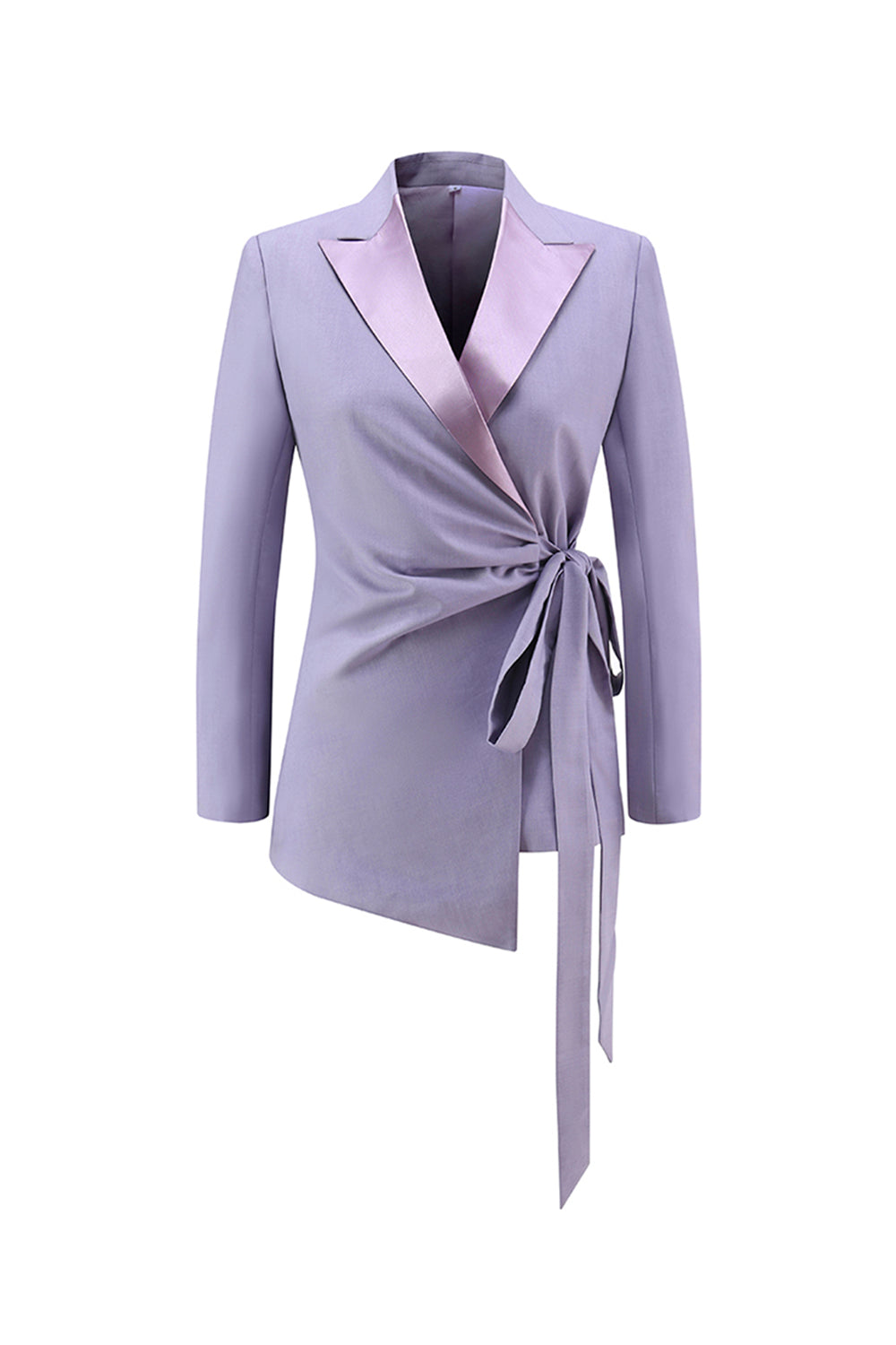 2 Piece Lilac Satin Peak Lapel Women Prom Suits with Sash