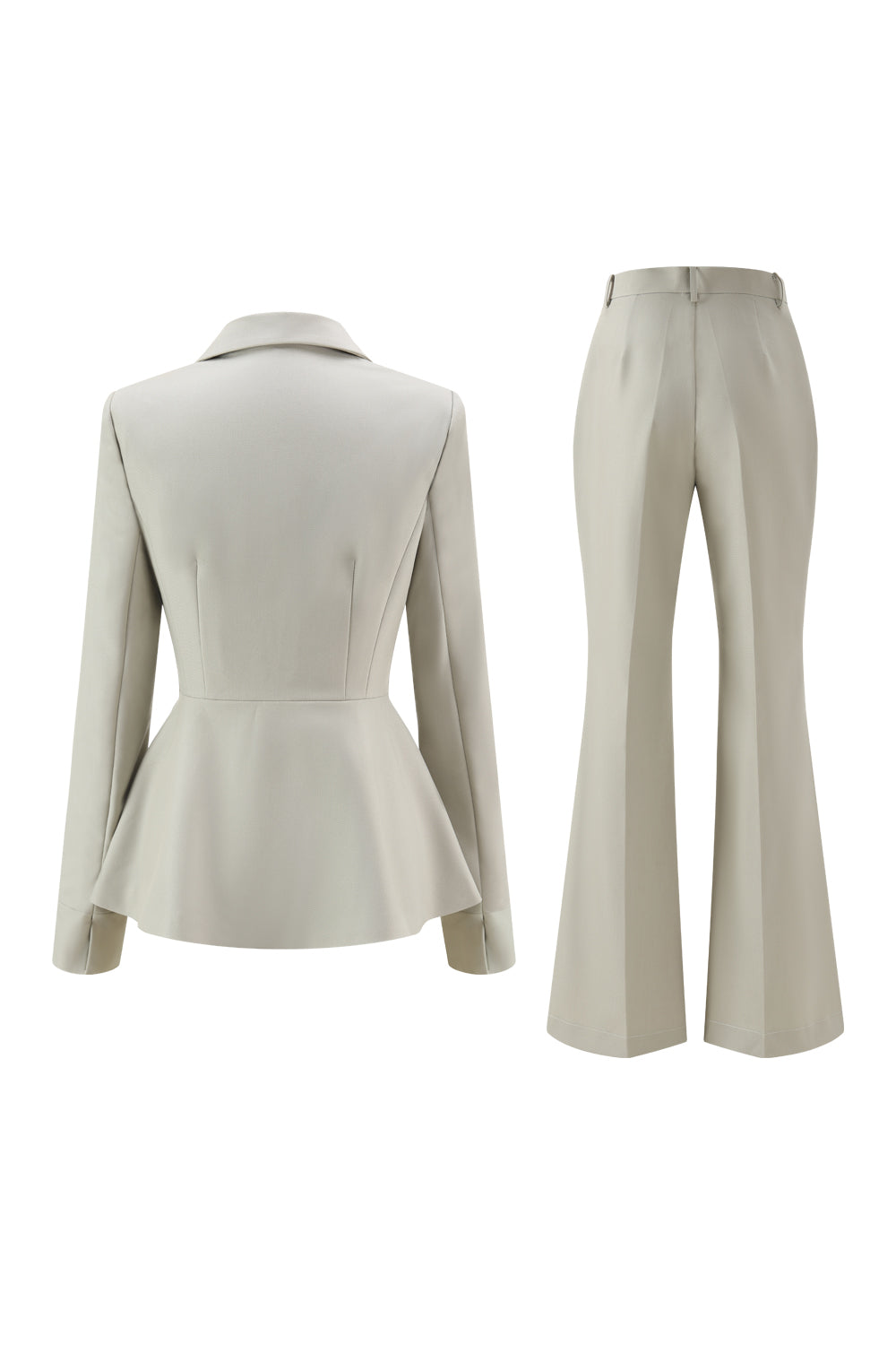 2 Piece Grey Green Satin Notched Lapel Women Prom Suits