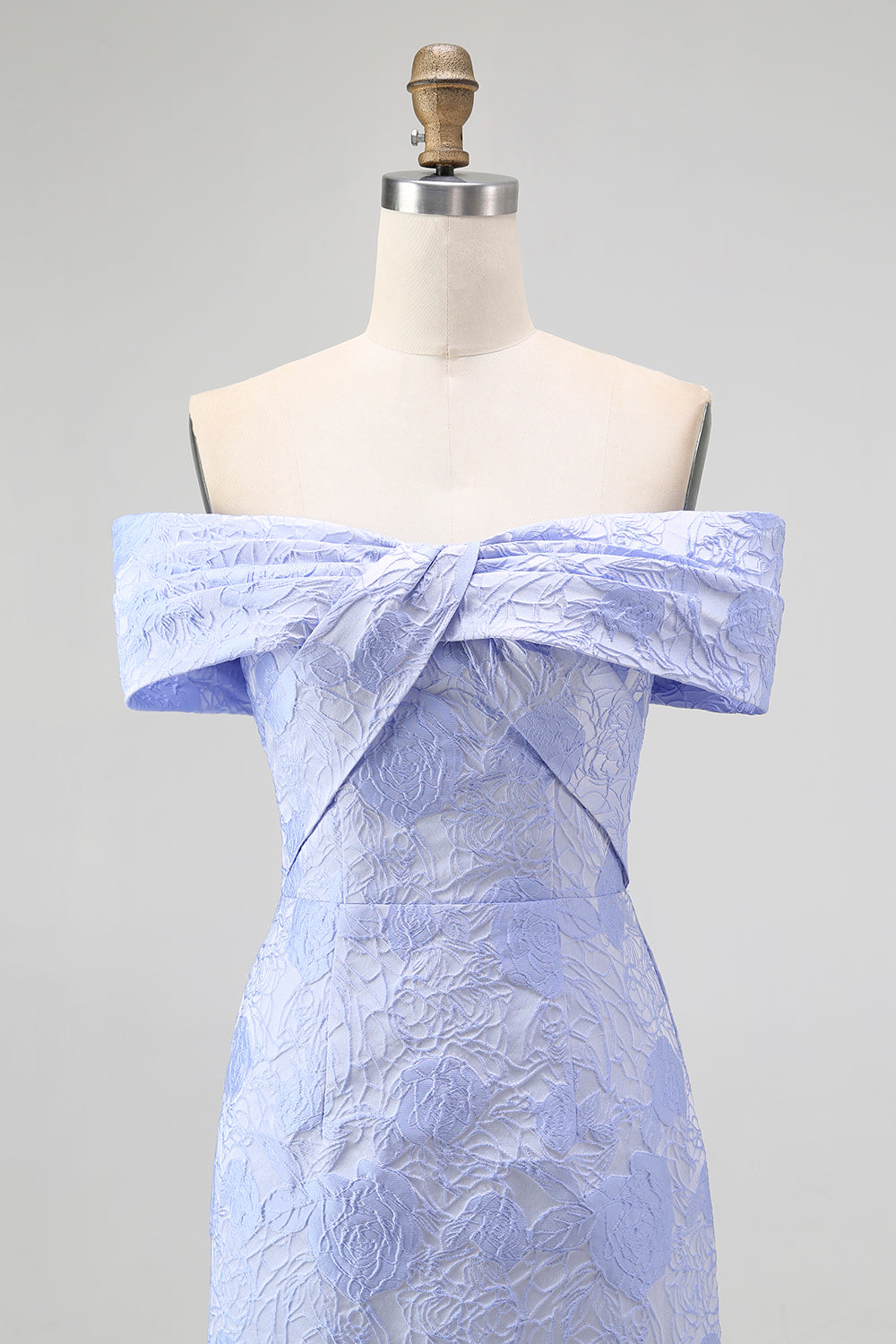 Floral Blue Mermaid Off the Shoulder Long Wedding Guest Dress