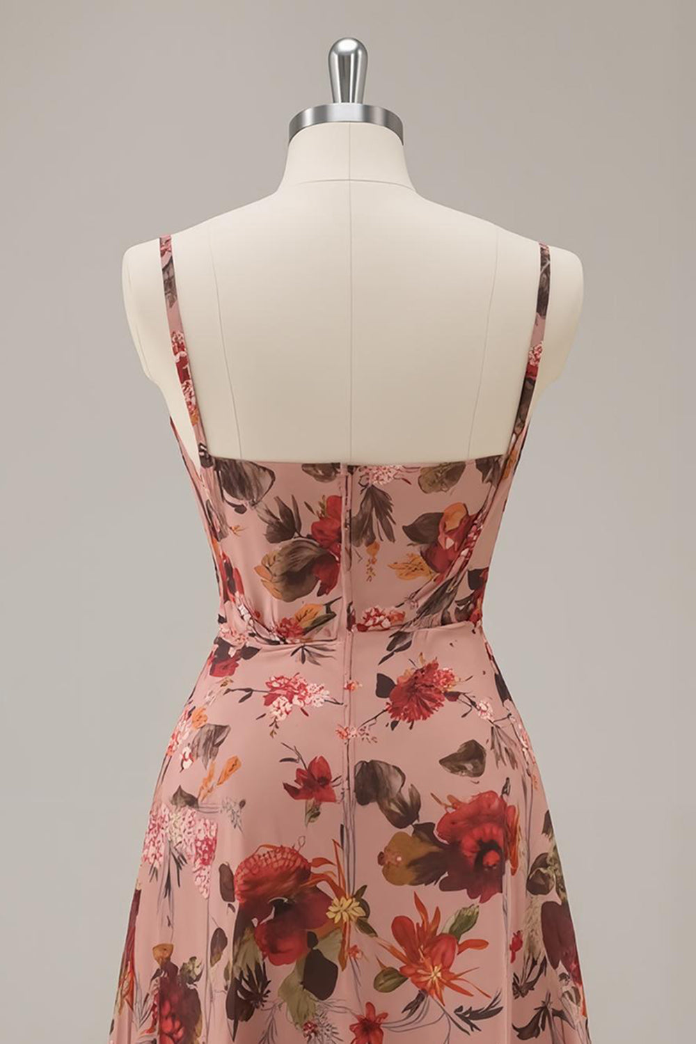 Dusty Rose Corset Chiffon Ruched Short Floral Homecoming Dress