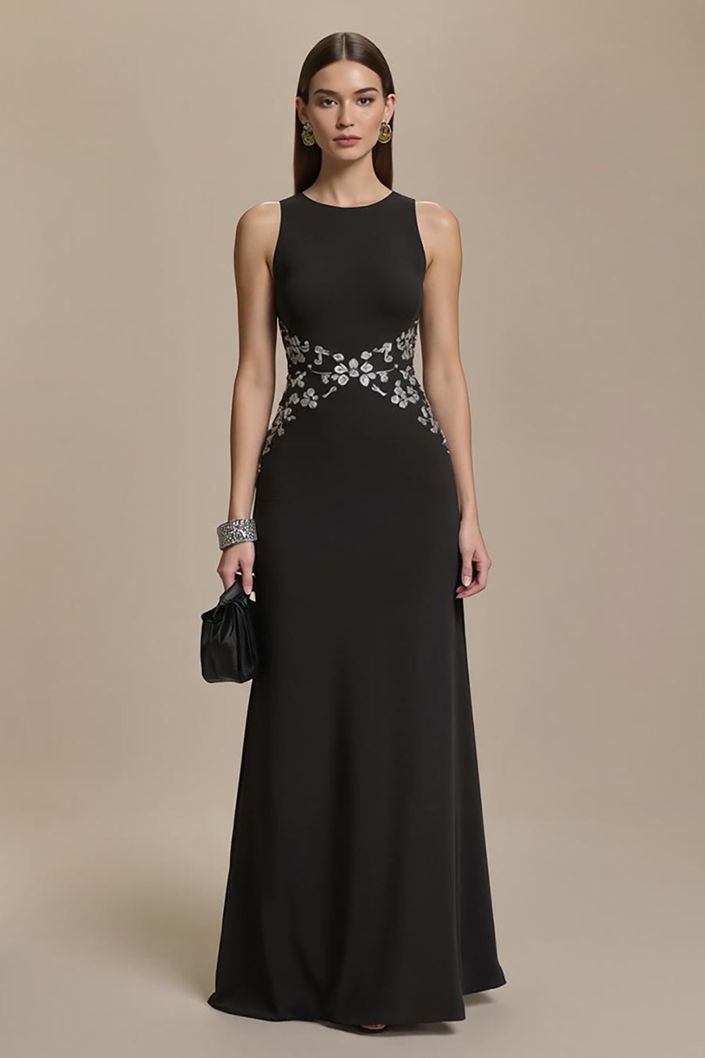 Mermaid Black Long Evening Dress with Appliques