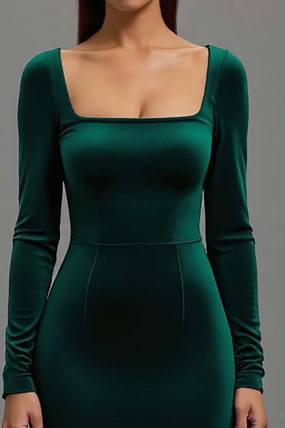 Dark Green Velvet Mermaid Long Sleeves Holiday Party Dress