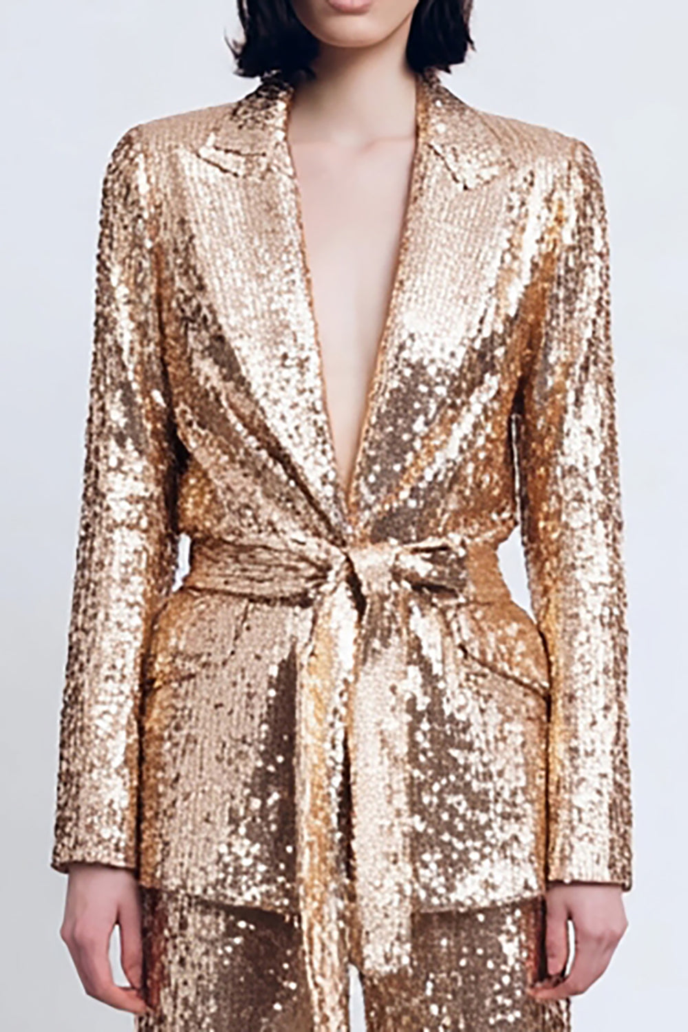 Sparkly Gold 2 Piece Peak Lapel Sequins Women Party Suits