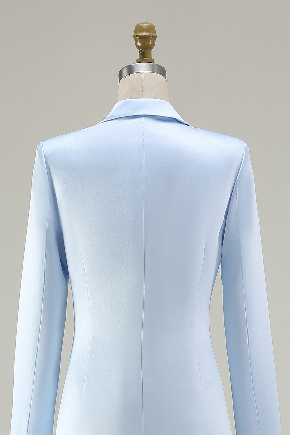 Sky Blue Peak Lapel Pencil Single Breasted Midi Blazer Dress with Pockets