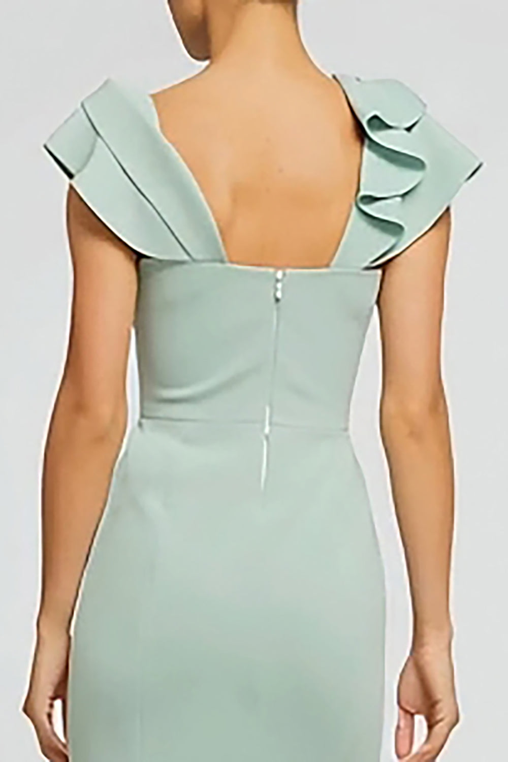 Mint Green Crepe Boat Neck Mermaid Long Holiday Party Dress with 3D Flower