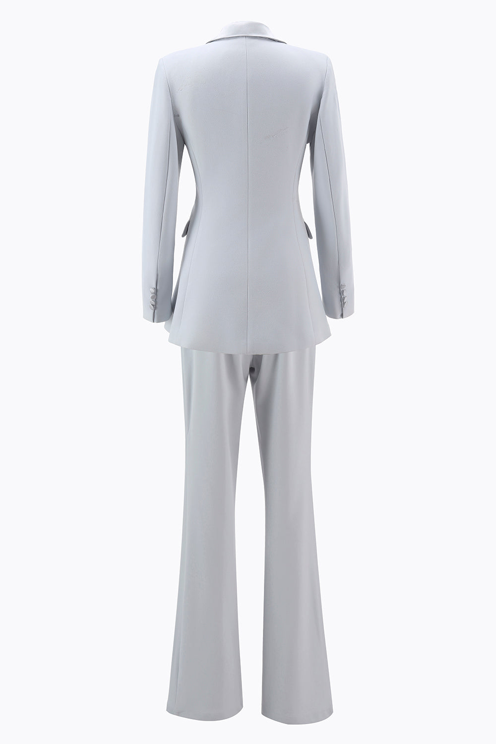 Silver  l]2 Piece Double Breasted Notched Lape Women Prom Suits
