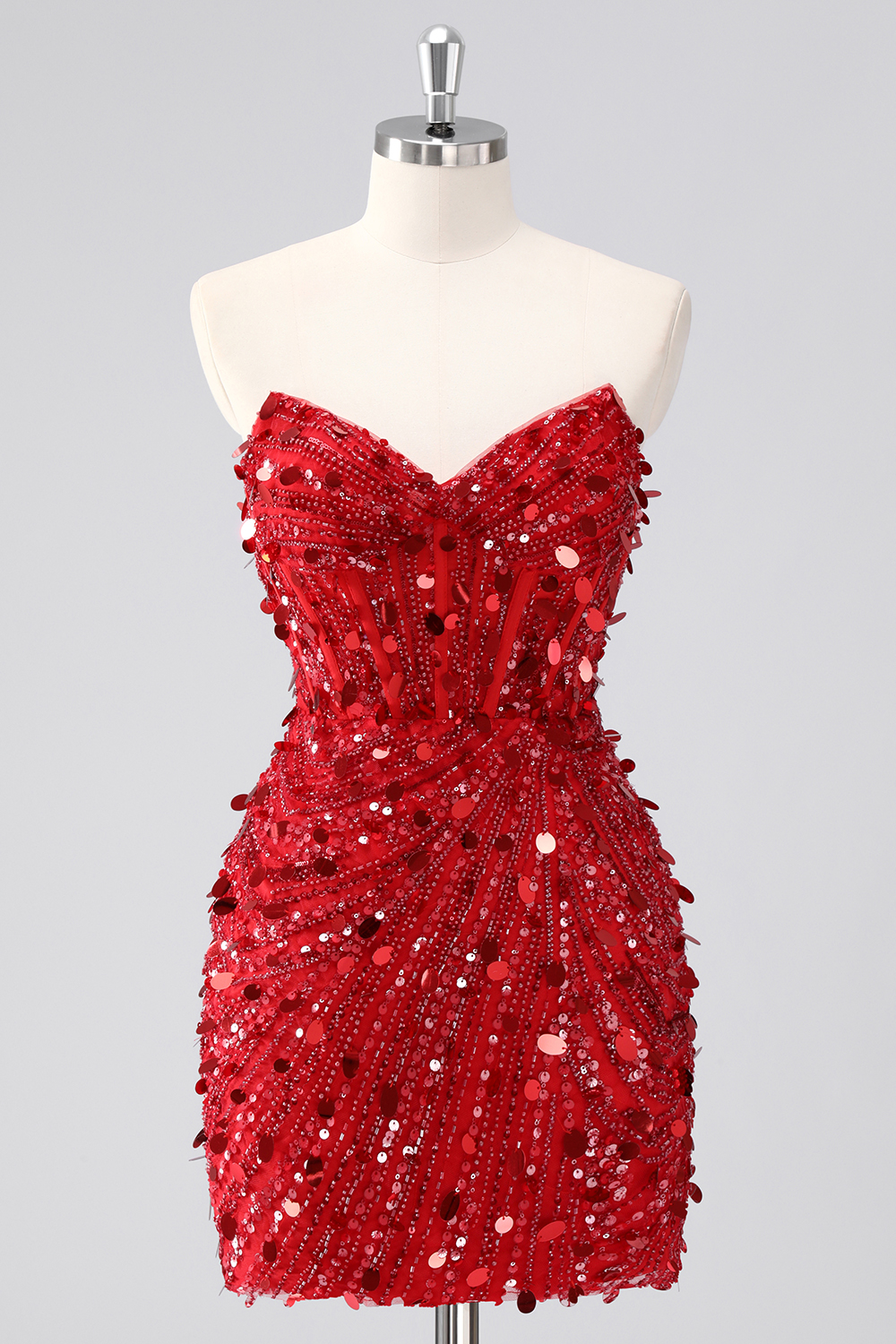 Sparkly Fuchsia Tight Sequins Short Corset Homecoming Dress