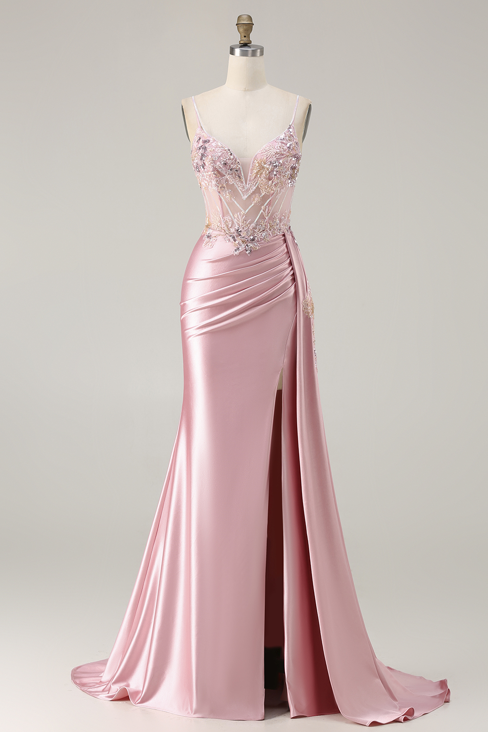 Sparkly Green Mermaid Floral Long Corset Prom Dress with Appliques