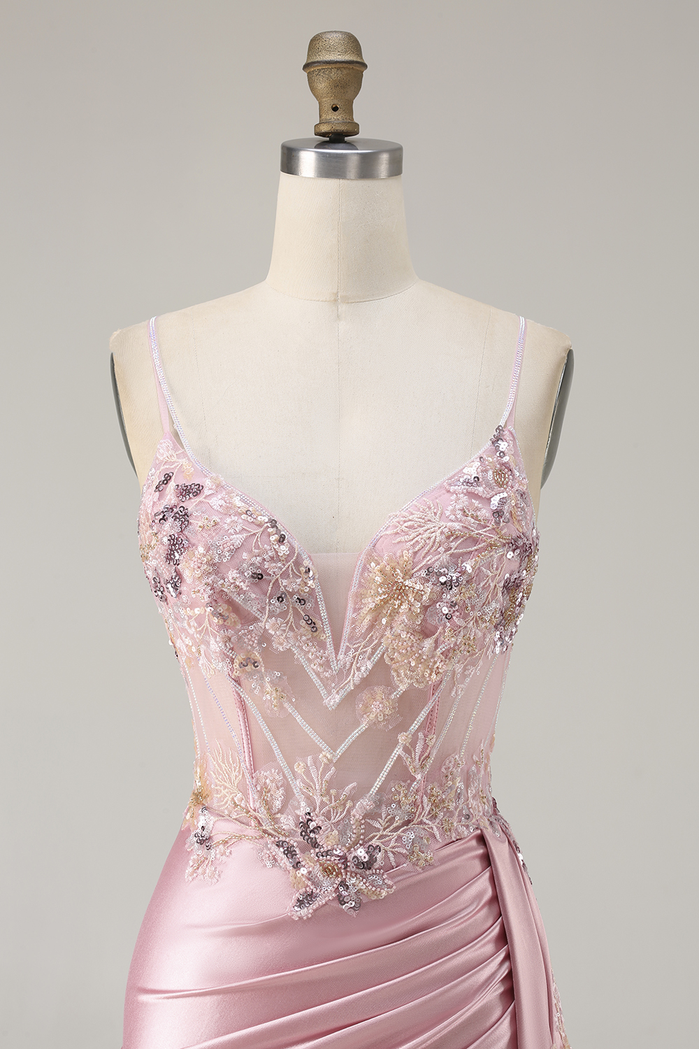 Sparkly Green Mermaid Floral Long Corset Prom Dress with Appliques