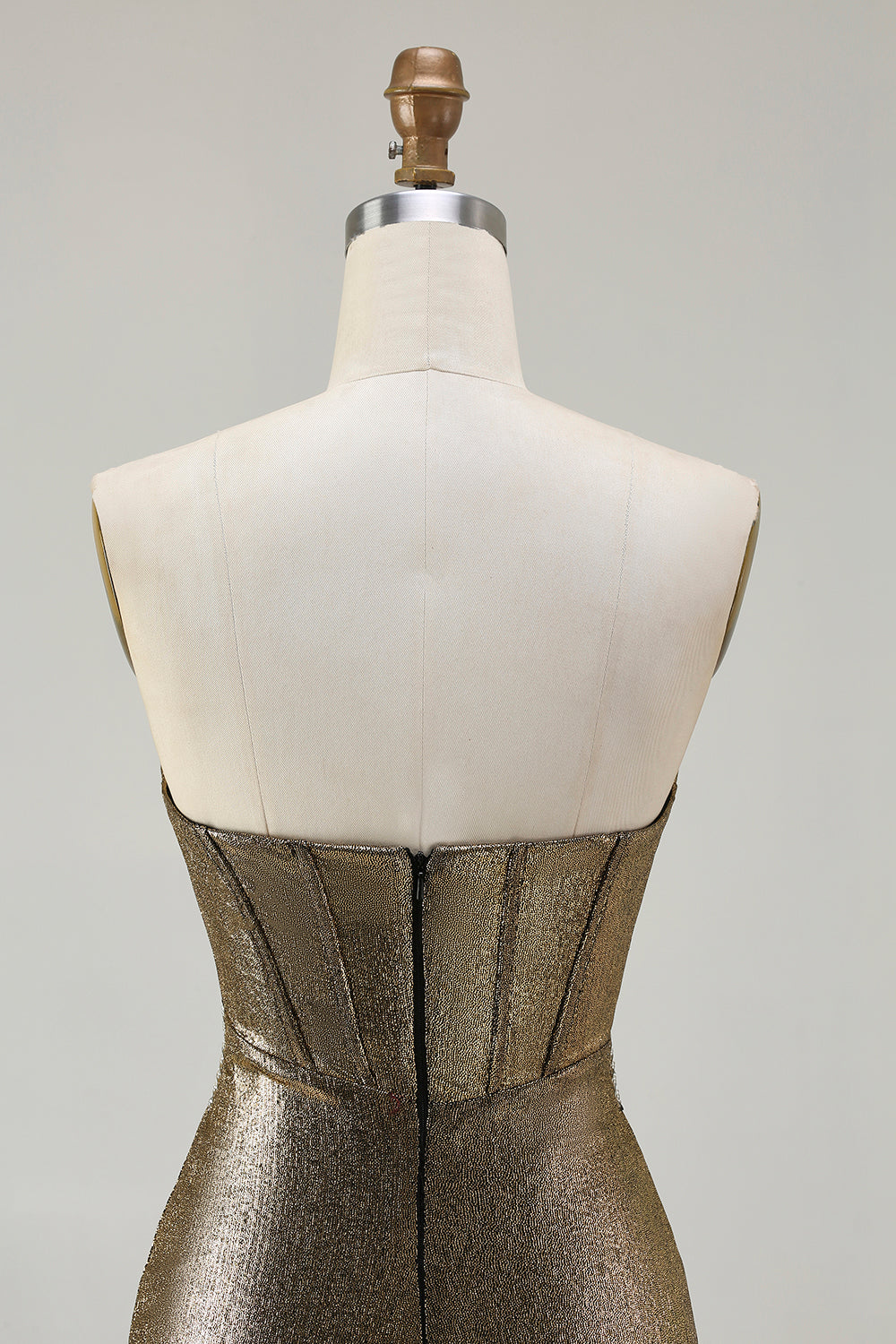 Metallic Fuchsia Mermaid Beaded Strapless Long Corset Prom Dress