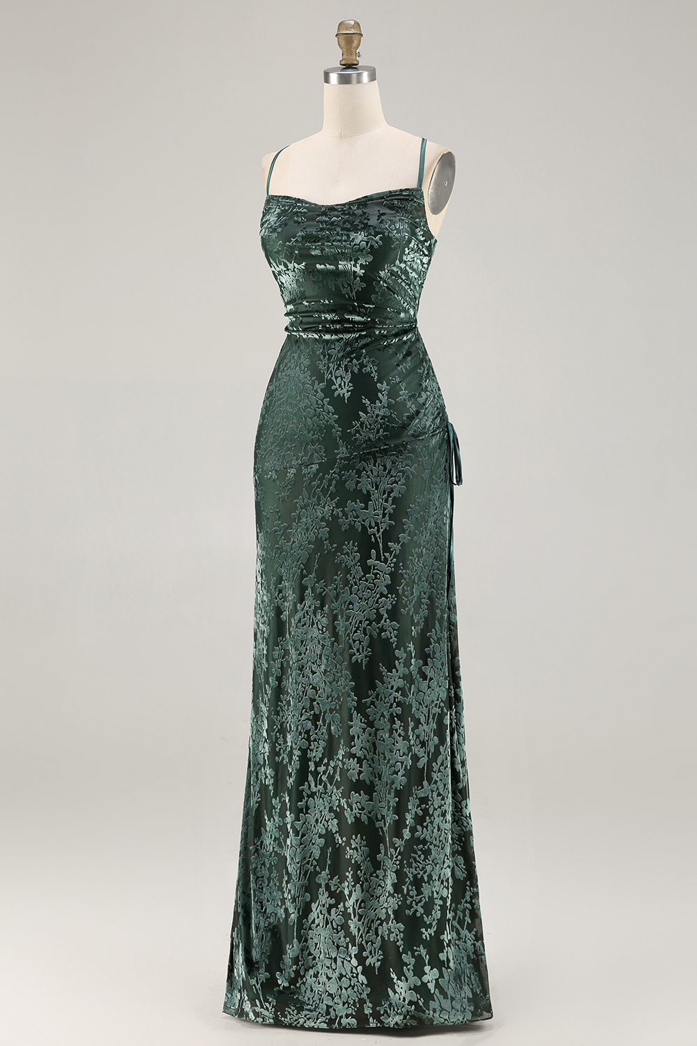 Dark Green Velvet Sheath Spaghetti Straps Long Holiday Party Dress