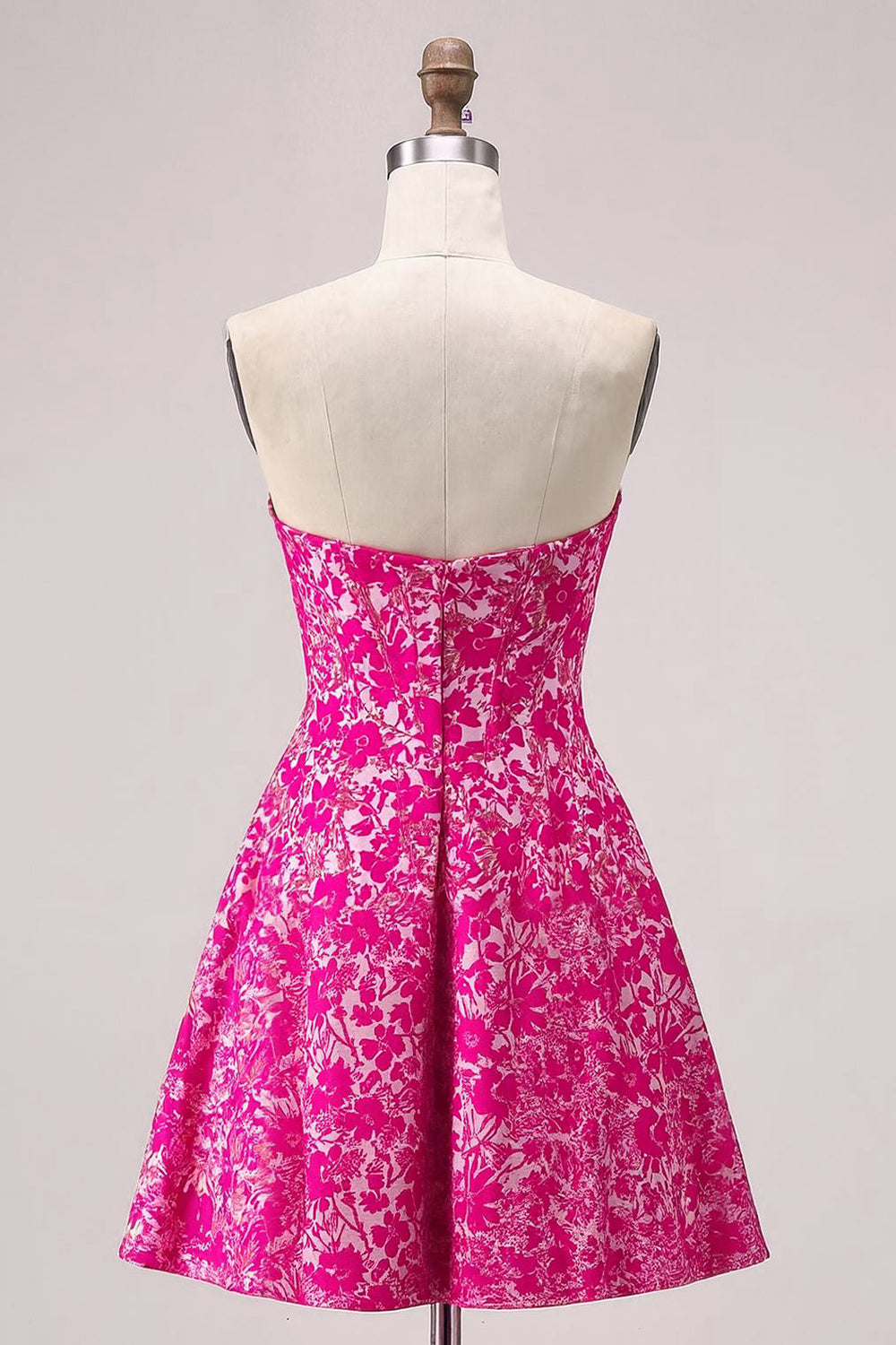 Floral Fuchsia A Line Sweetheart Short Corset Homecoming Dress