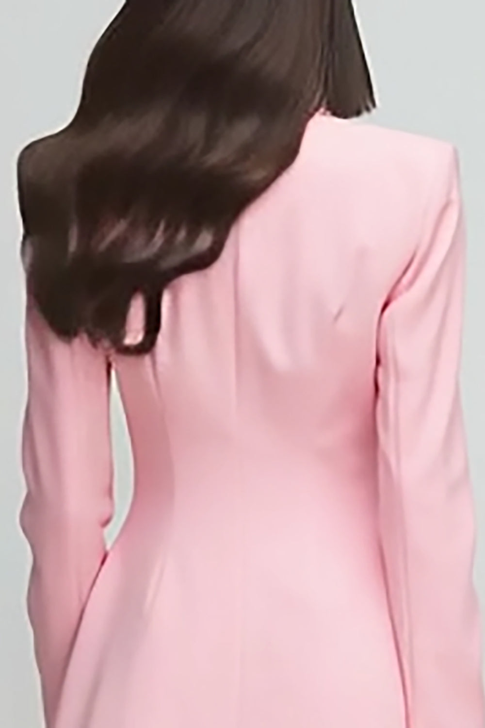 Pink Peak Lapel Long Sleeves Double Breasted Satin Short Blazer Dress
