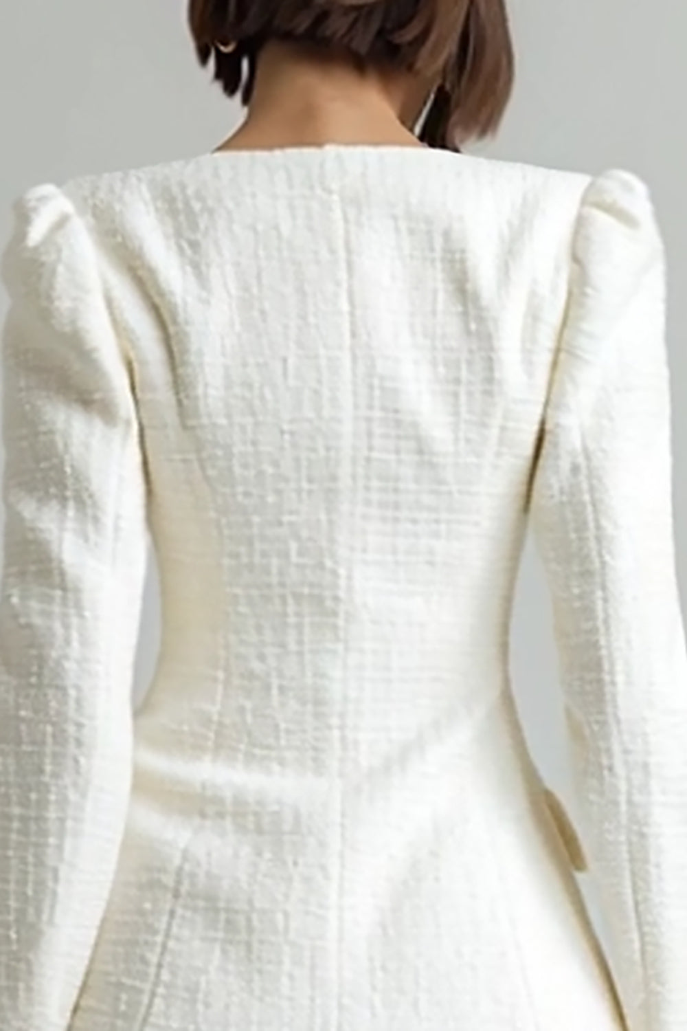 2 Piece Ivory Tweed Single Breasted Short Homecoming Outfits