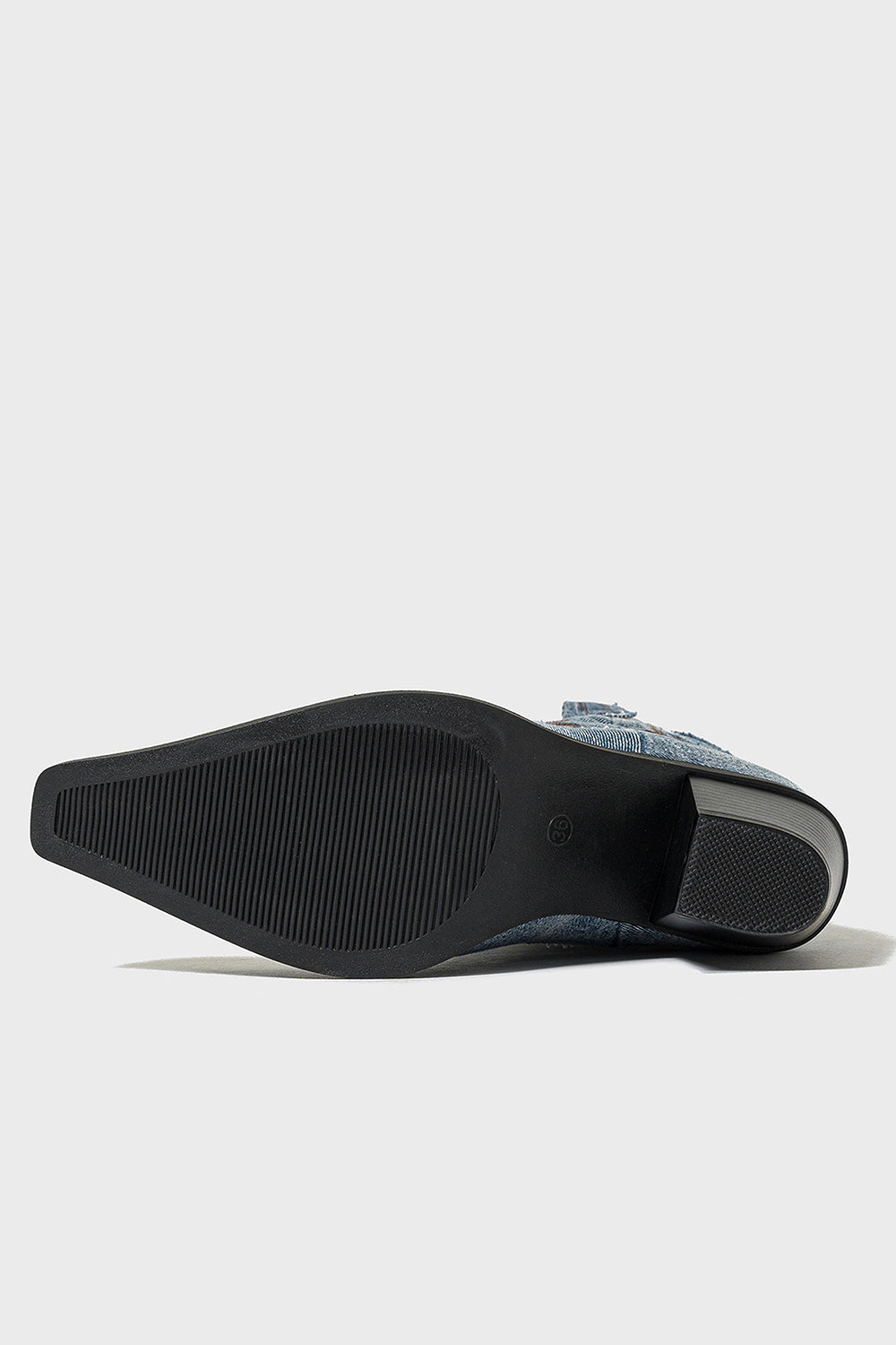 Dark Blue Embroidered Wide Calf Chunky Heel Western Cowgirl Boots