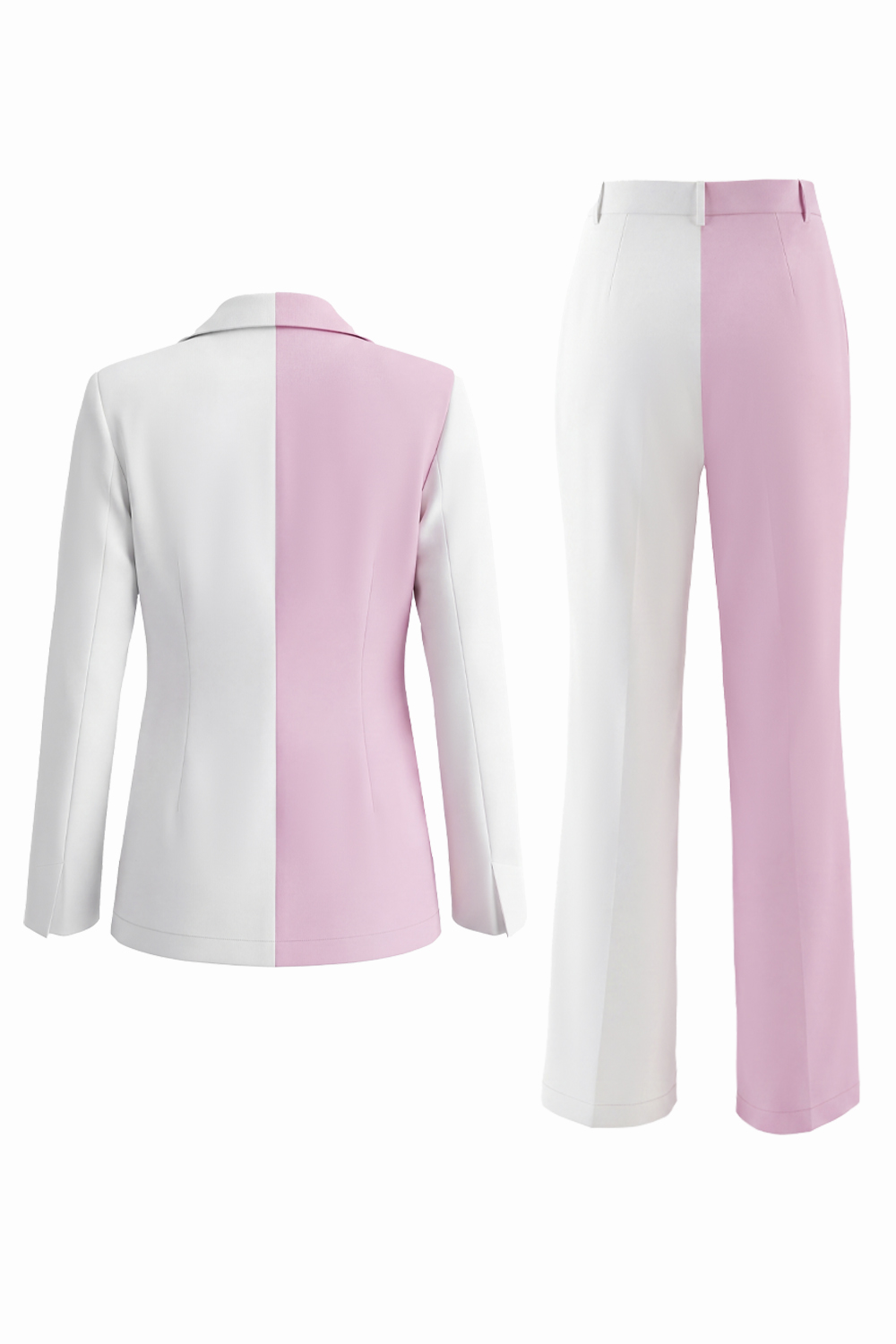 2 Piece Coral Ivory Patchwork Peak Lapel Business Suits with Pockets