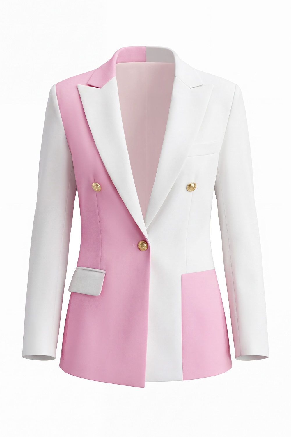 2 Piece Coral Ivory Patchwork Peak Lapel Business Suits with Pockets