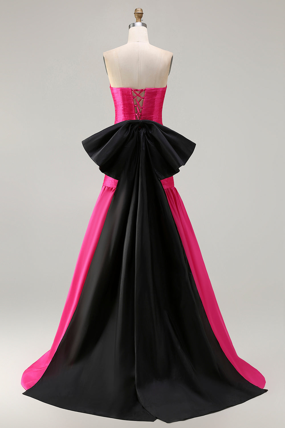 Fuchsia Strapless Mermaid Long Prom Dress with Bow