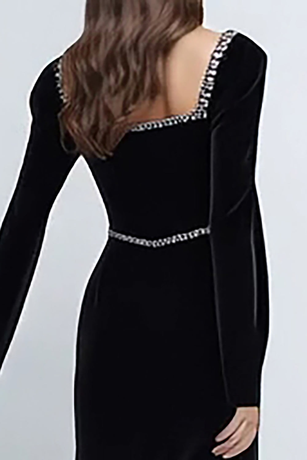 Sparkly Black Velvet Sheath Long Holiday Party Dress with Sleeves