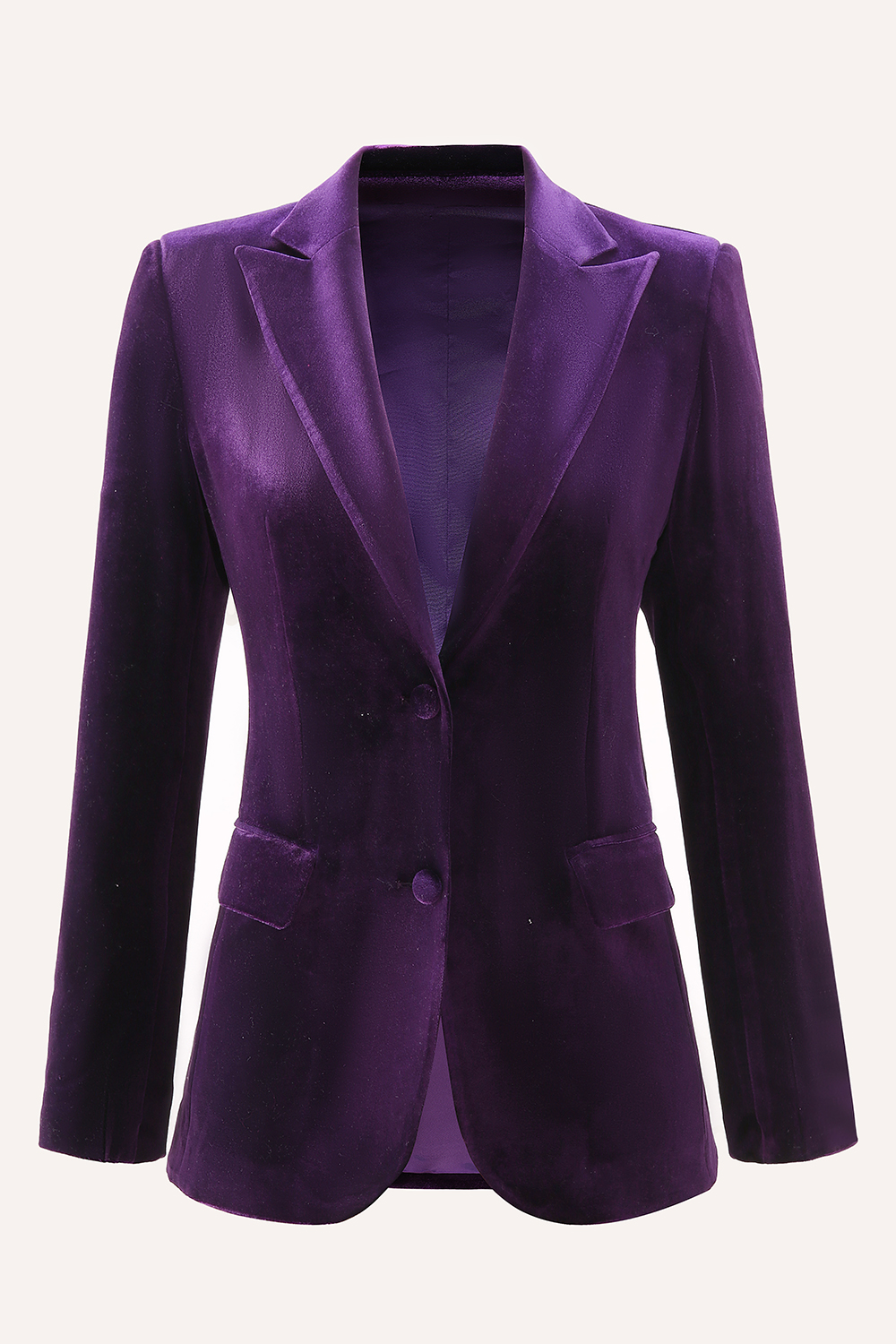 2 Piece Plum Peak Lapel Velvet Women Suits with Pockets