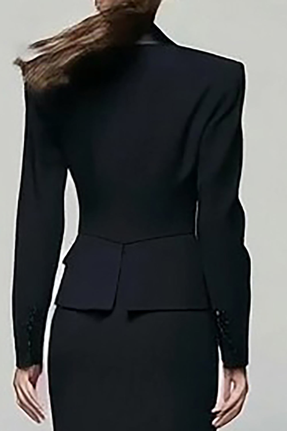 2 Piece Black Peak Lapel Pencil Maxi Blazer Dress with Slit