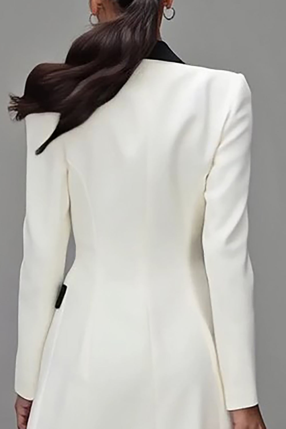 Ivory Peak Lapel Double Breasted Mini Blazer Dress with Sleeves