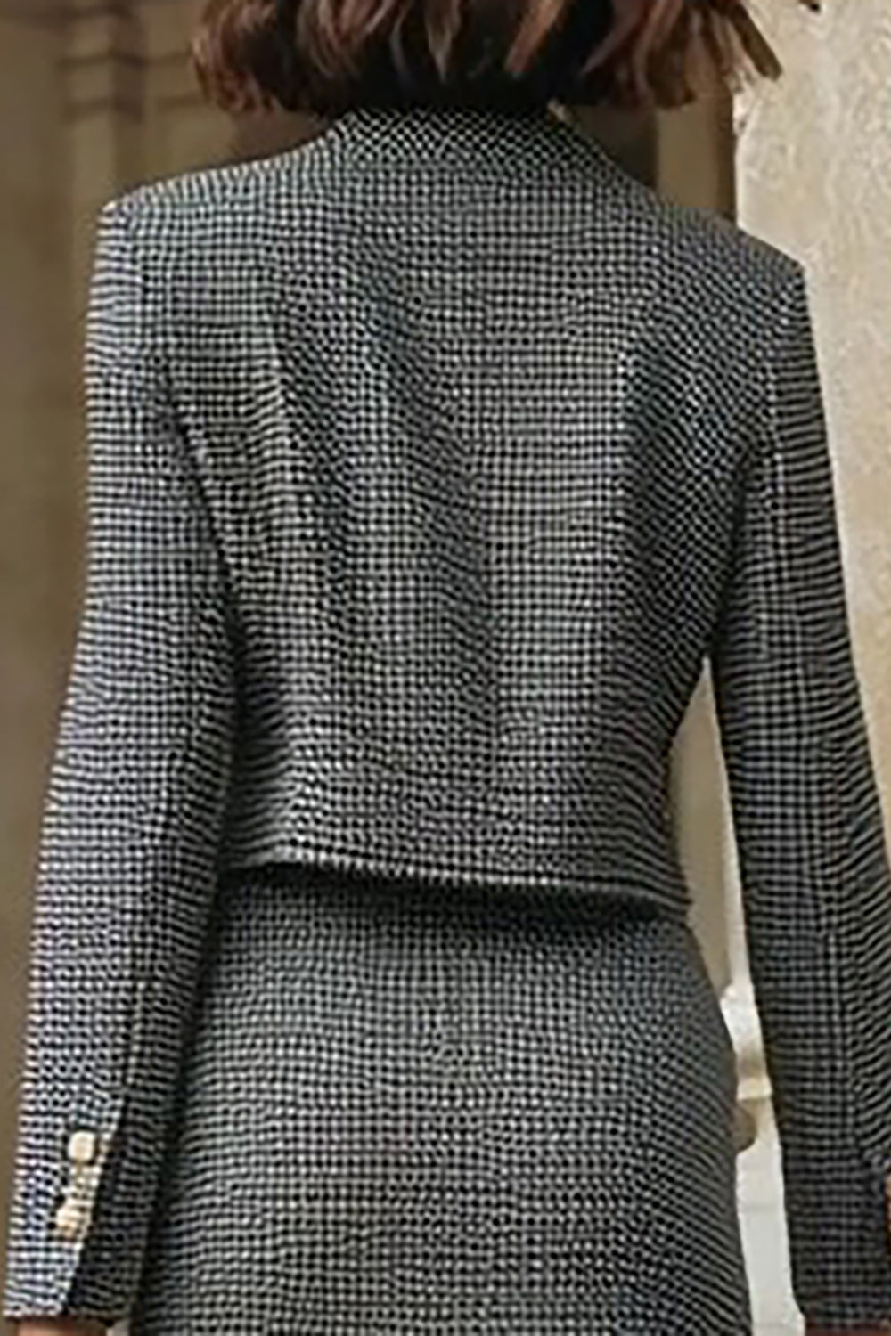 2 Piece Grey Pencil Midi Tweed Midi Interview Outfits with Slit