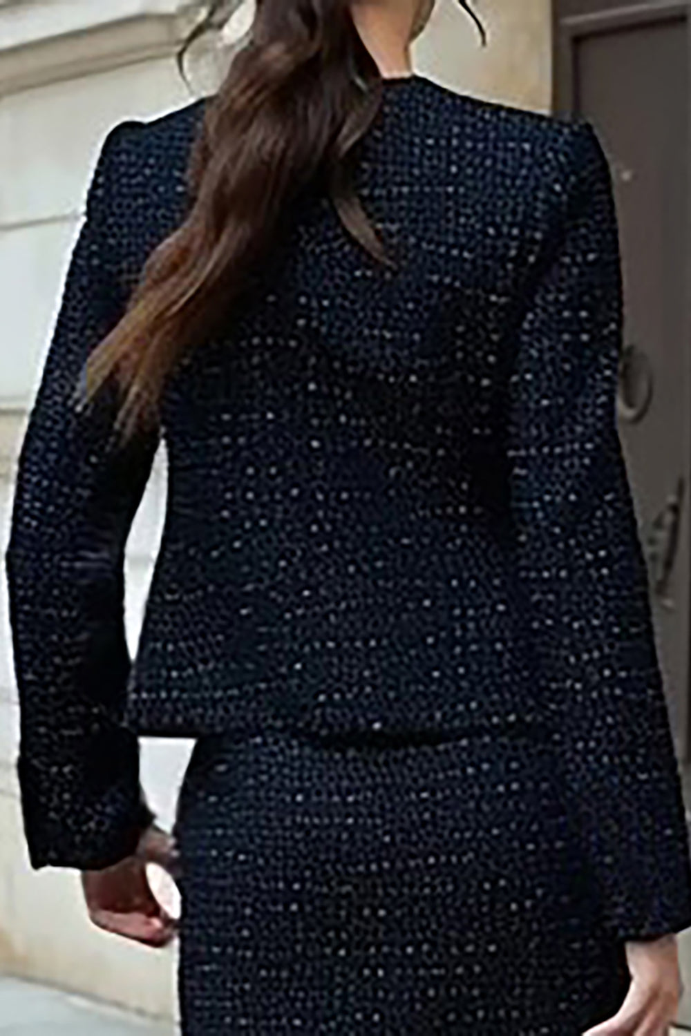 2 Piece Black Single Breasted Tweed Interview Outfits