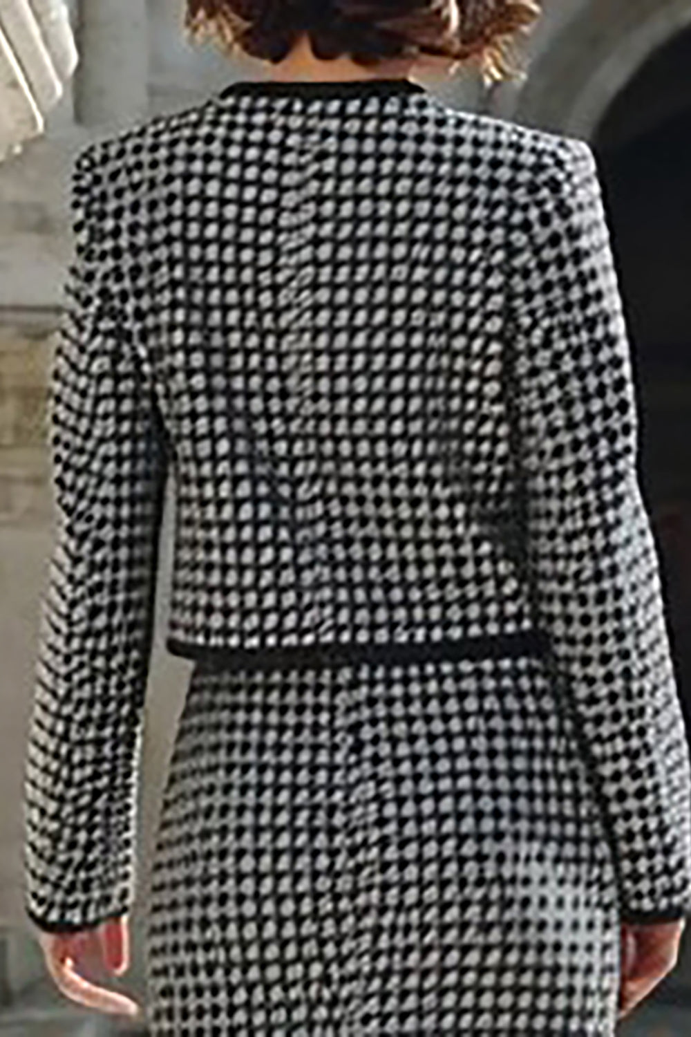 Grey Tweed Single Breasted 2 Piece Pencil Plaid Midi Interview Outfits
