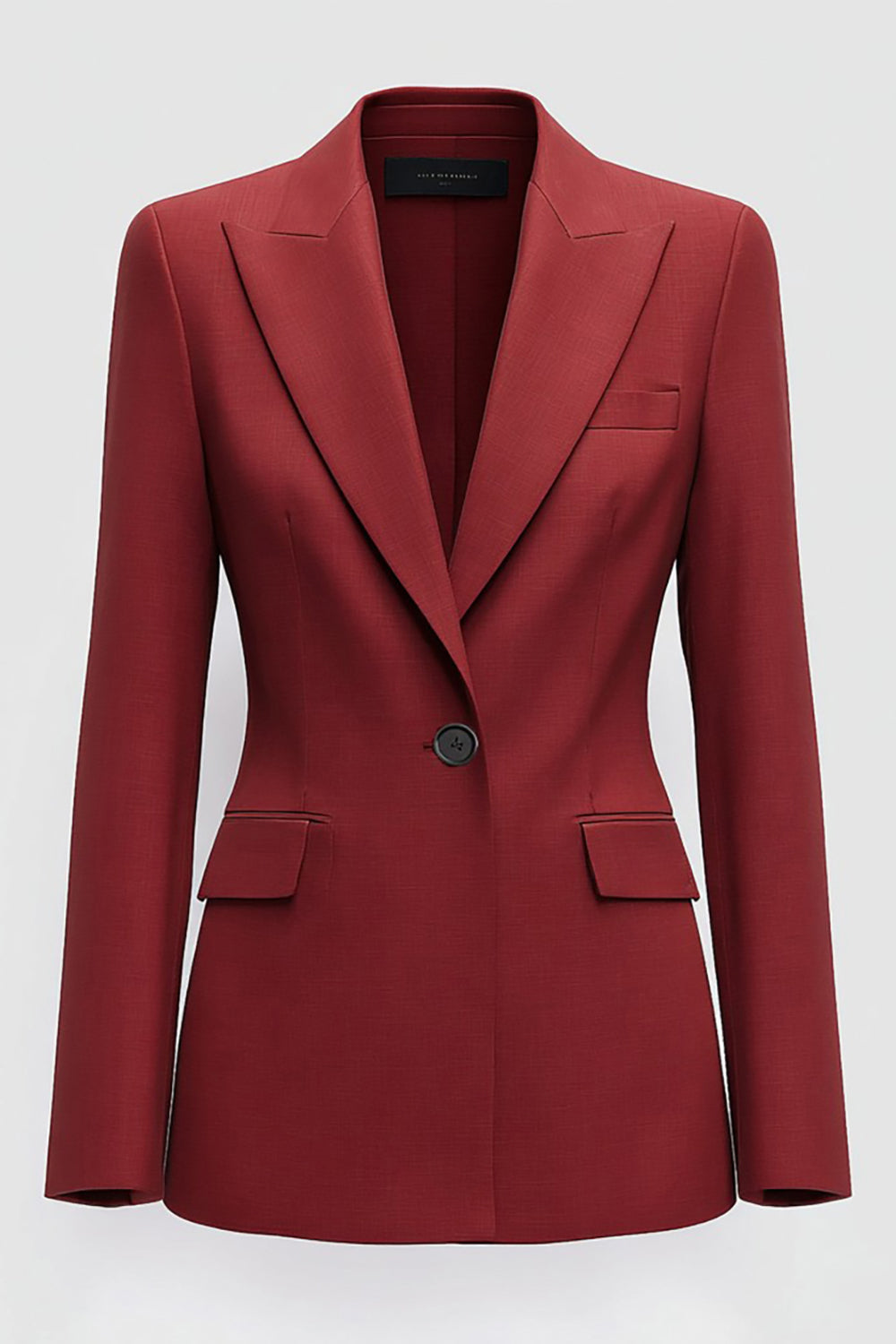 Dark Red Peak Lapel Slim Fitted Women Business Blazer