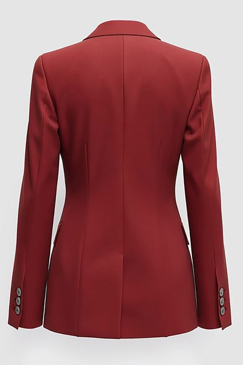 Dark Red Peak Lapel Slim Fitted Women Business Blazer