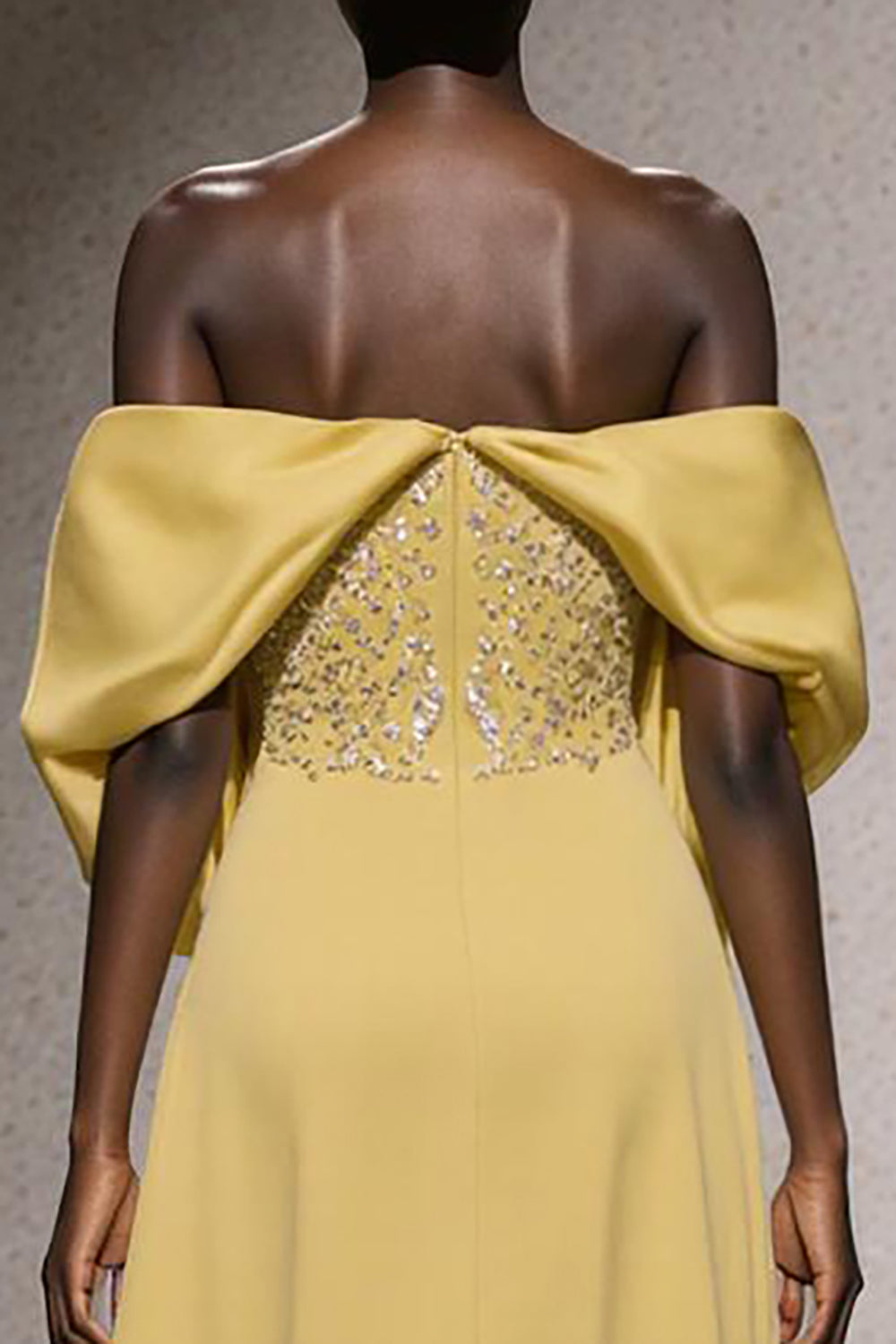 Sparkly Daffodil Mermaid Off the Shoulder Long Wedding Guest Dress with Sequins