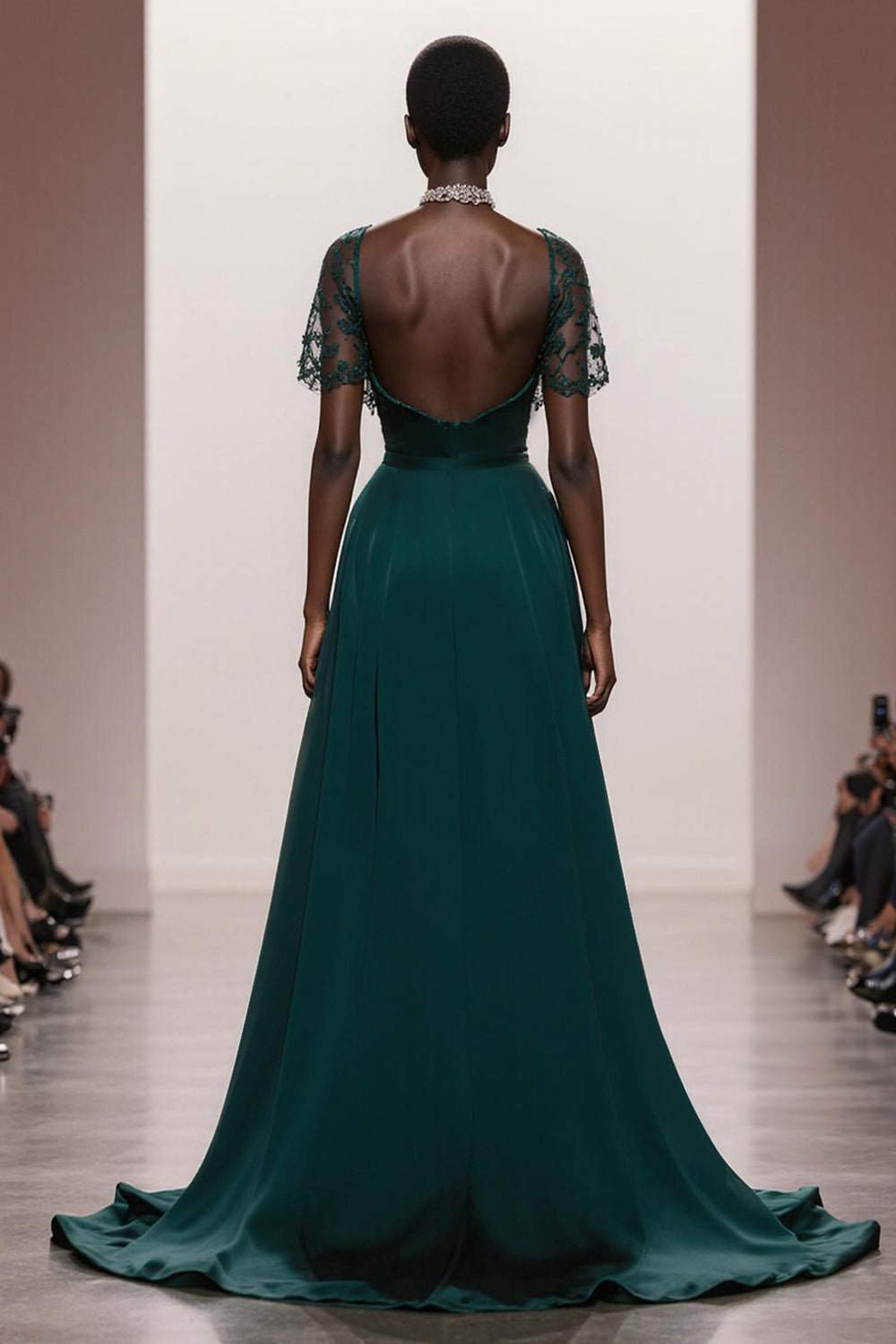 Dark Green Satin Sweetheart Mermaid Long Holiday Party Dress with Sleeves