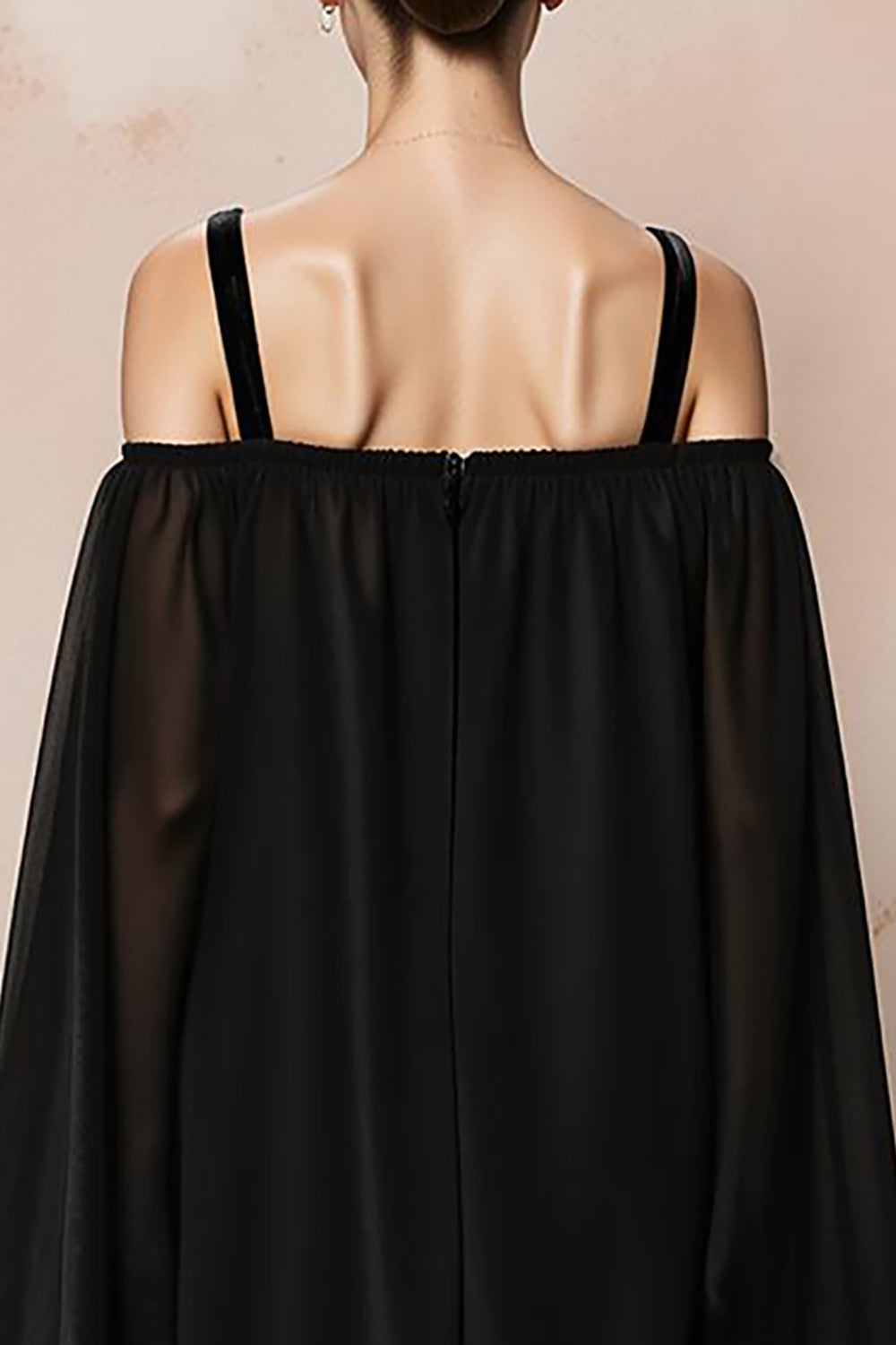 Black Mermaid Velvet Cold Shoulder Maxi Holiday Party Dress