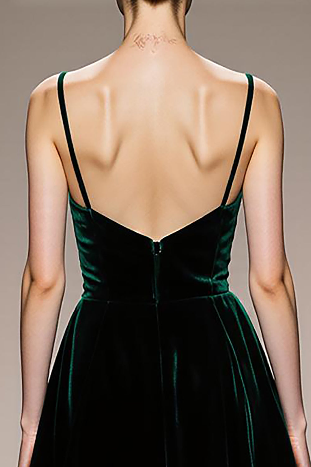 Dark Green Spaghetti Straps Velvet Maxi Holiday Party Dress with Slit