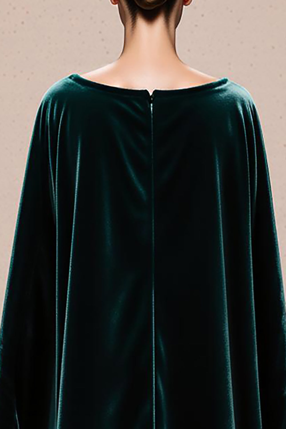 Dark Green Boat Neck Velvet Maxi Holiday Party Dress with Cape