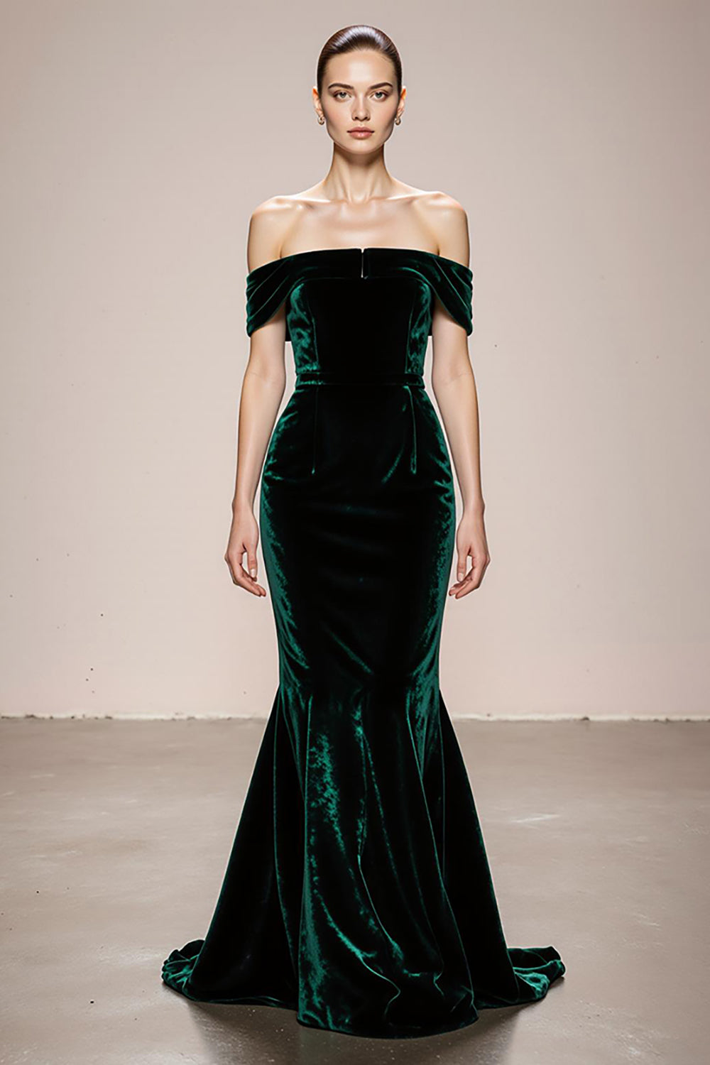 Simple Dark Green Mermaid Velvet Long Holiday Party Dress