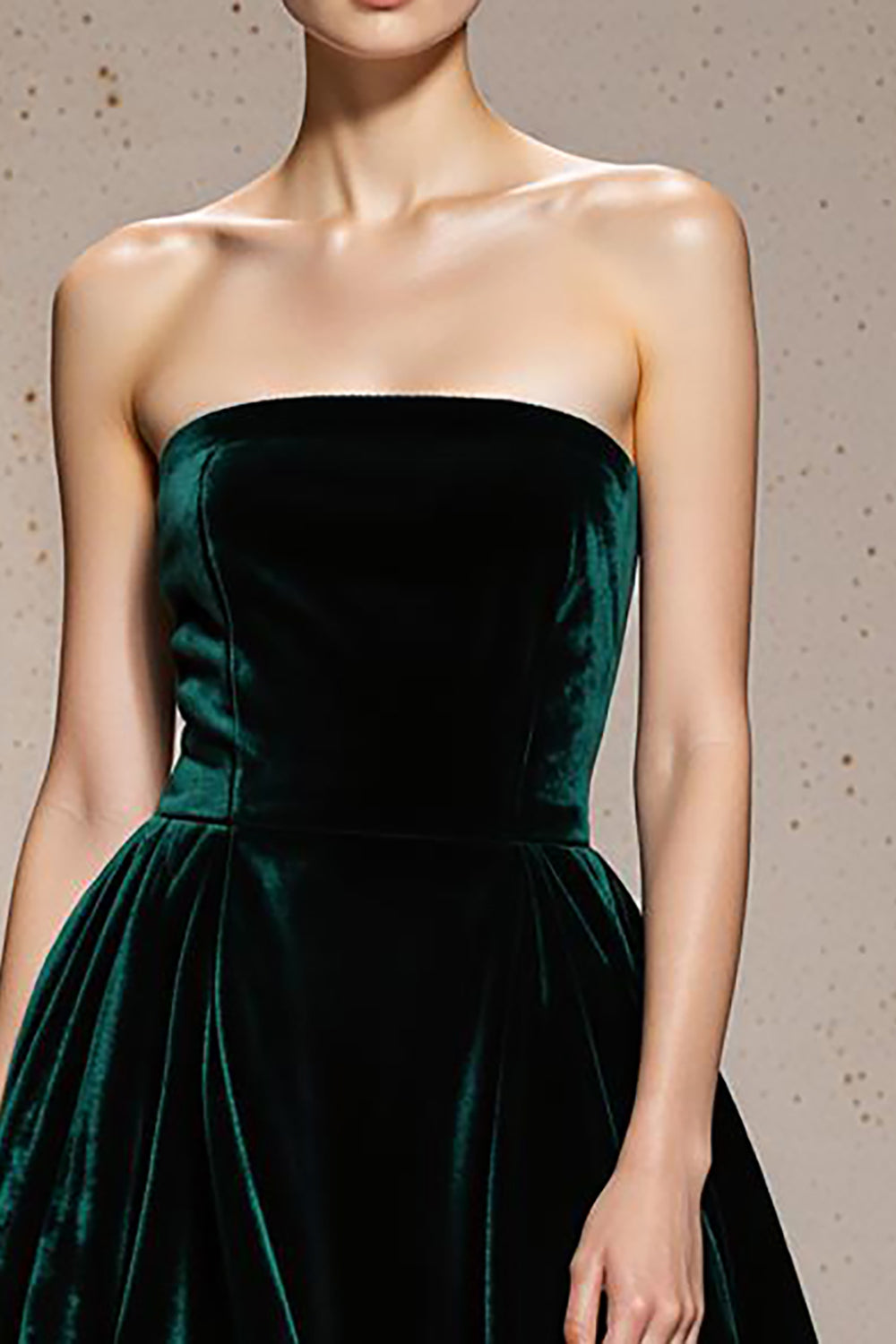 Dark Green A Line Strapless Velvet Long Holiday Party Dress with Slit