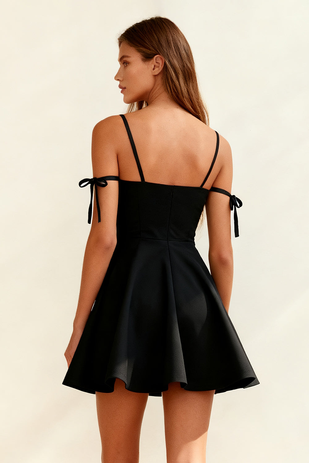 Black A-Line Satin Short Cocktail Dress with Ruffles