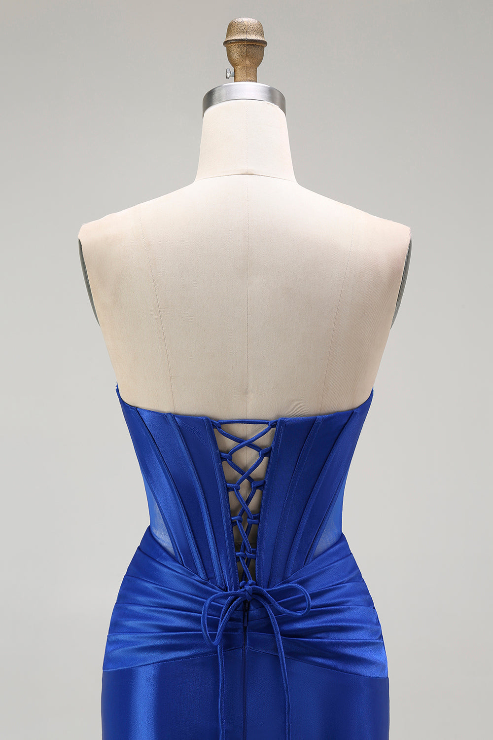 Sparkly Royal Blue Mermaid Long Corset Prom Dress with Beading