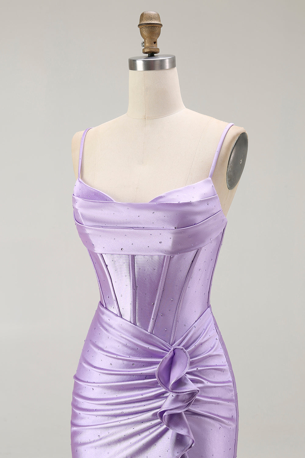 Sparkly Purple Corset Mermaid Beaded Long Evening Dress with Slit