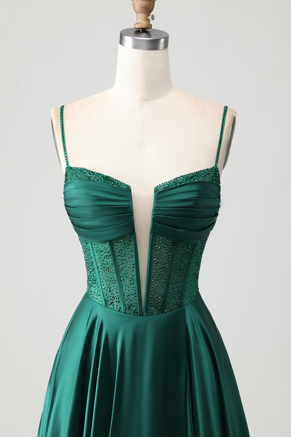 Sparkly Dark Green A-LineLong Prom Dress with Beading